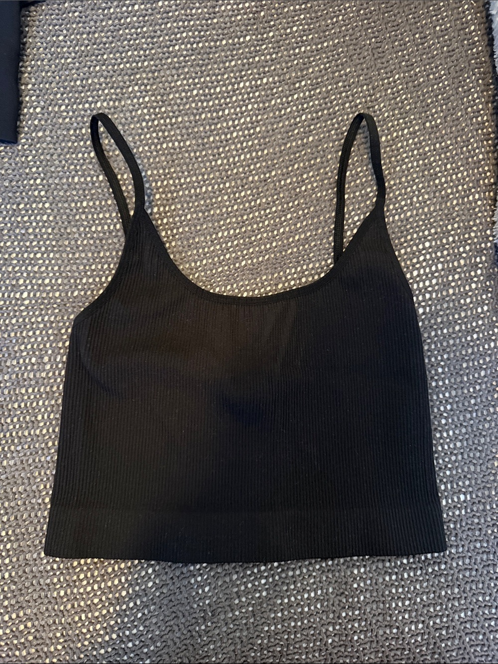 Sunday Best Black Ribbed Spaghetti Strap Cami
